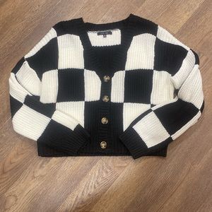 Black & White Button-Up Cardigan